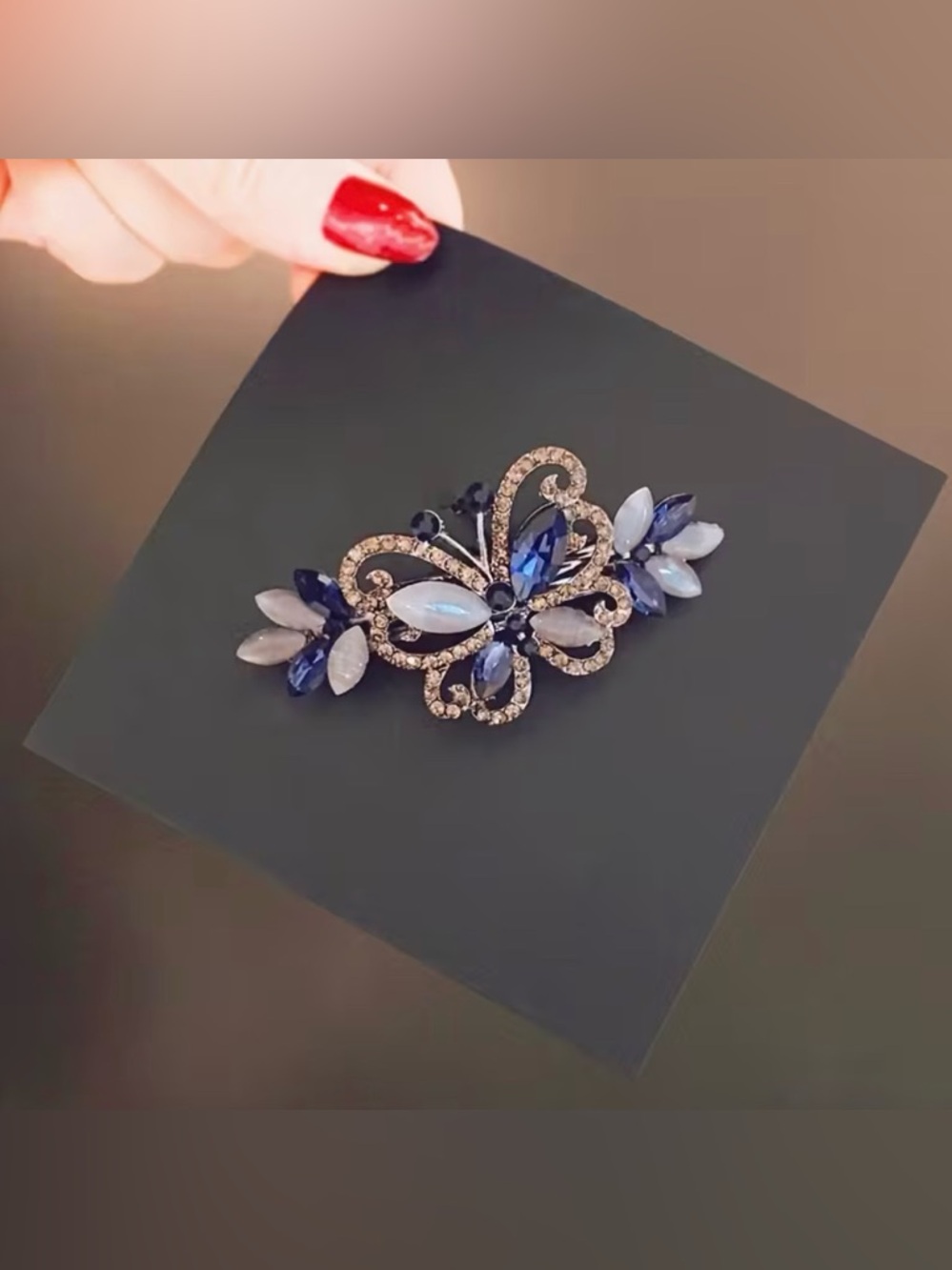 Rhinestone Embellished Butterfly Barrette Hair Clip Barrette Gorgeous New Modern - Picture 5 of 8